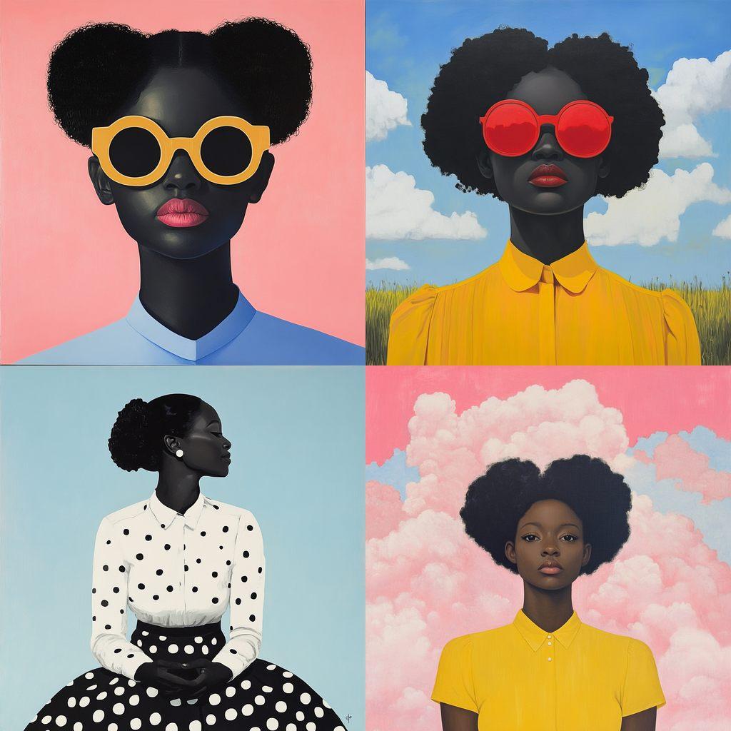 Amy Sherald style, Midjourney V6.1, render 1 of 4