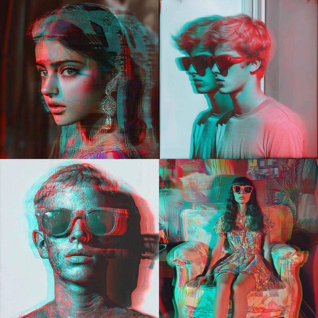 Anaglyph style, Midjourney V6.1, render 1 of 4