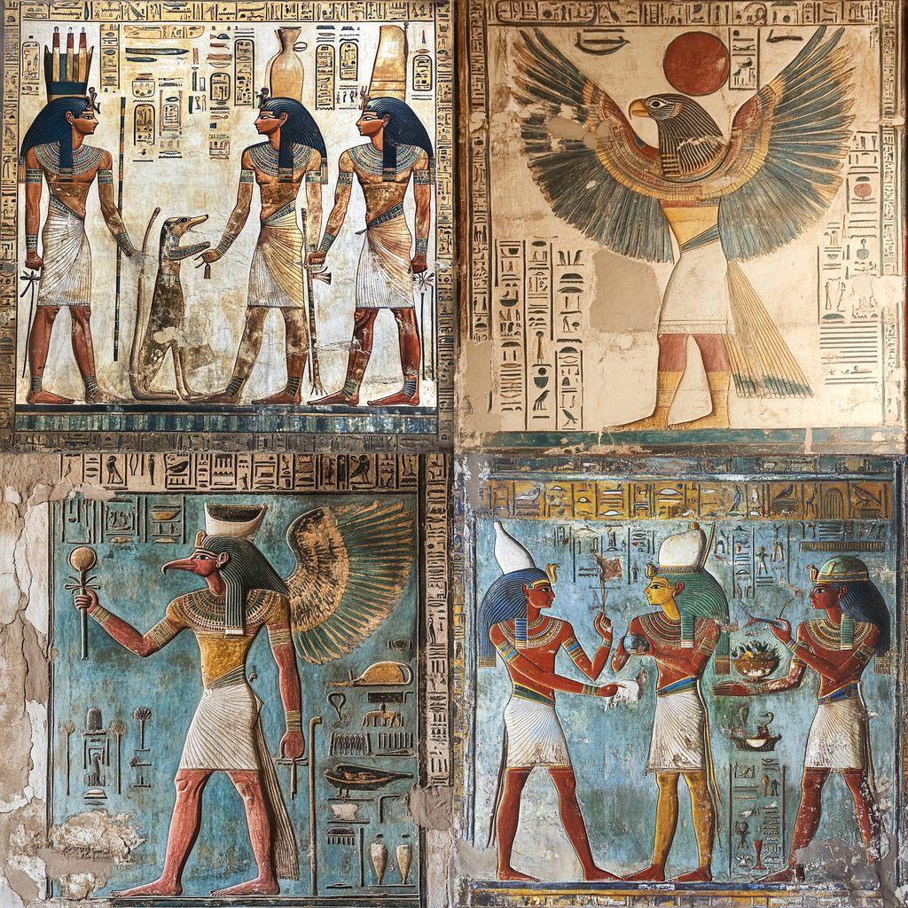 Ancient Egyptian mural style, Midjourney V6.1, render 1 of 4