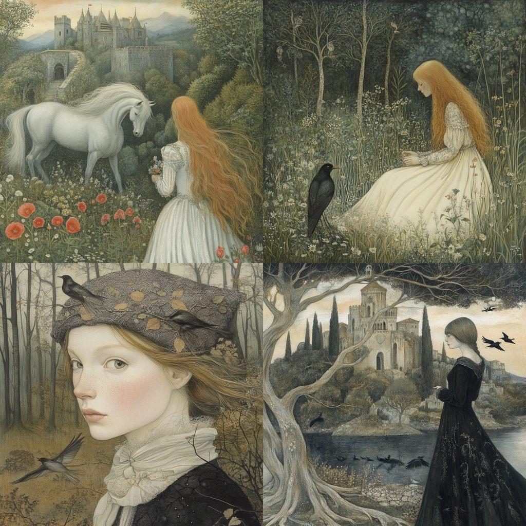 Angela Barrett style, Midjourney V6.1, render 1 of 4