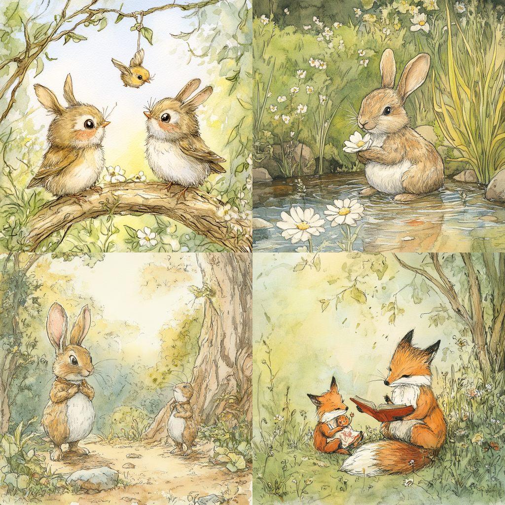Anita Jeram style, Midjourney V6.1, render 1 of 4