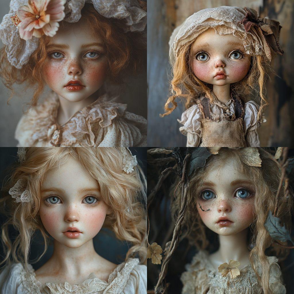 Annabelle doll style, Midjourney V6.1, render 1 of 4