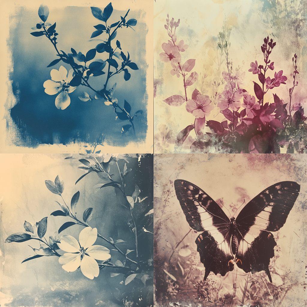 Anthotype print style, Midjourney V6.1, render 1 of 4