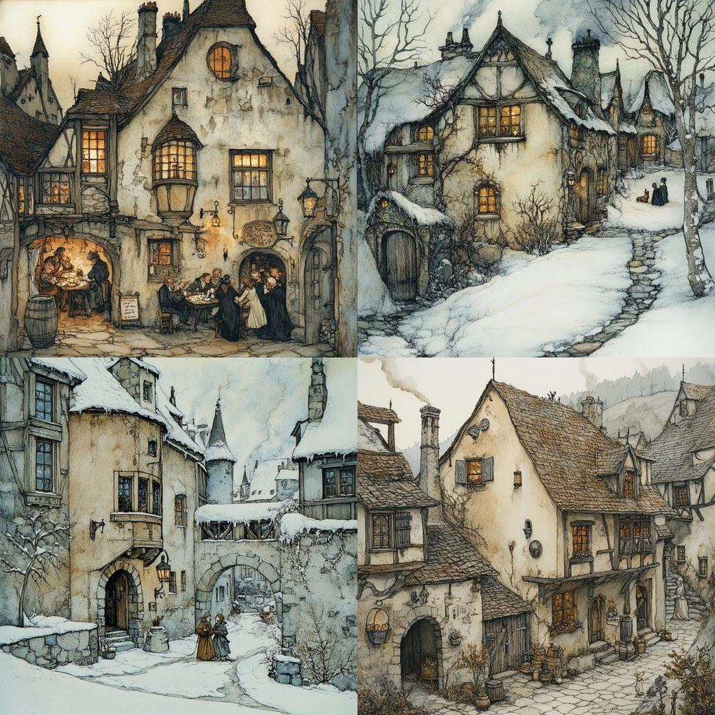 Anton Pieck style, Midjourney V6.1, render 1 of 4