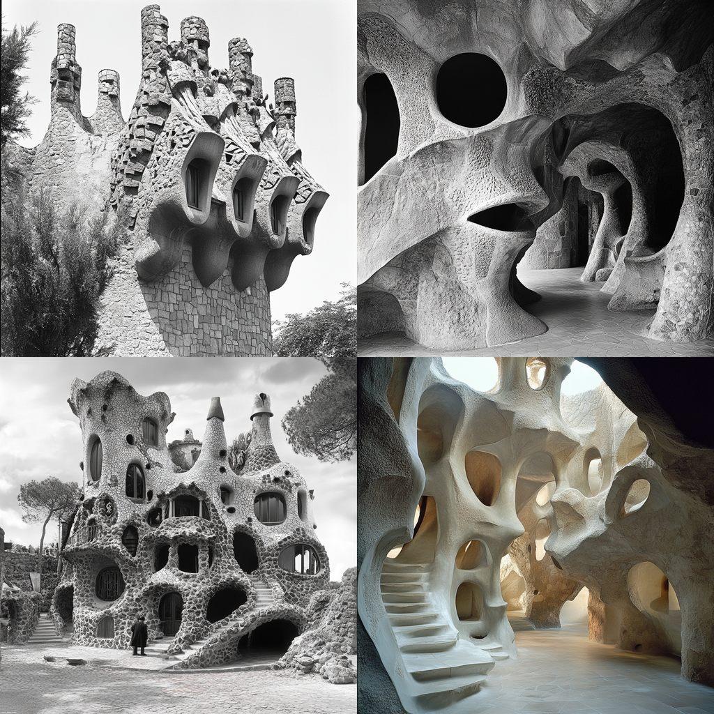 Antoni Gaudi style, Midjourney V6.1, render 1 of 4
