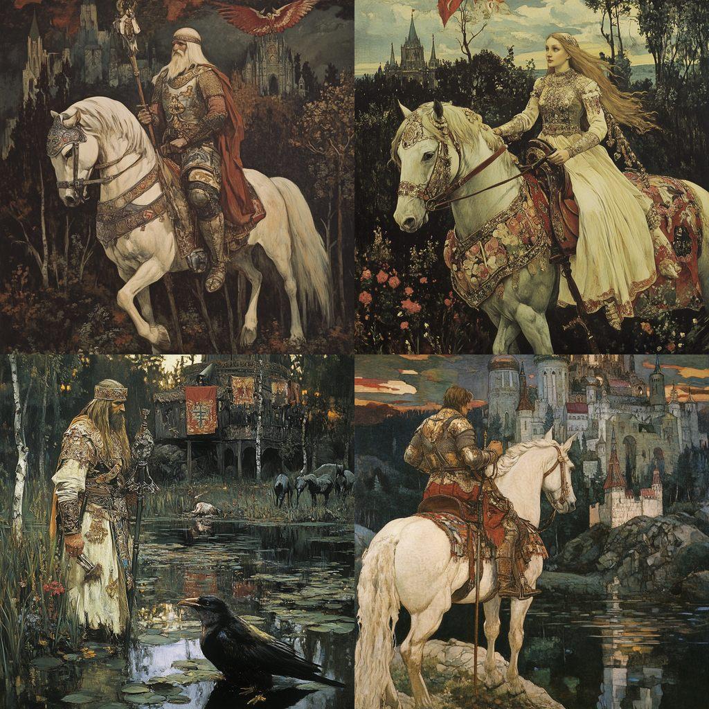 Apollinary Vasnetsov style, Midjourney V6.1, render 1 of 4