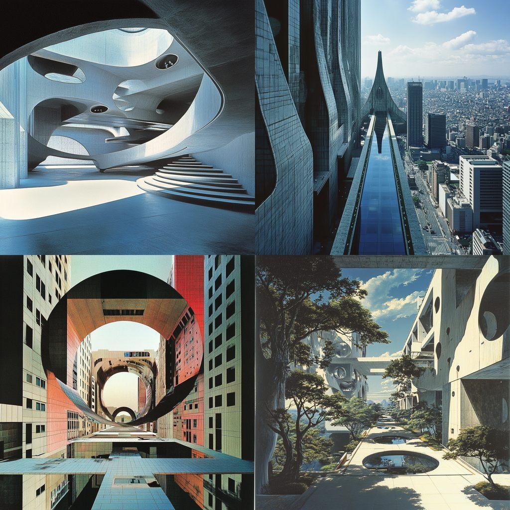 Arata Isozaki style, Midjourney V6.1, render 1 of 4