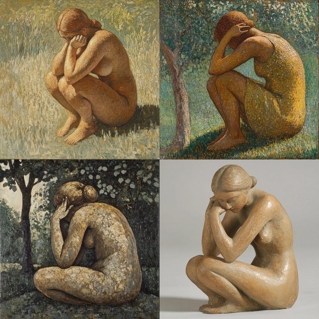 Aristide Maillol style, Midjourney V6.1, render 1 of 4