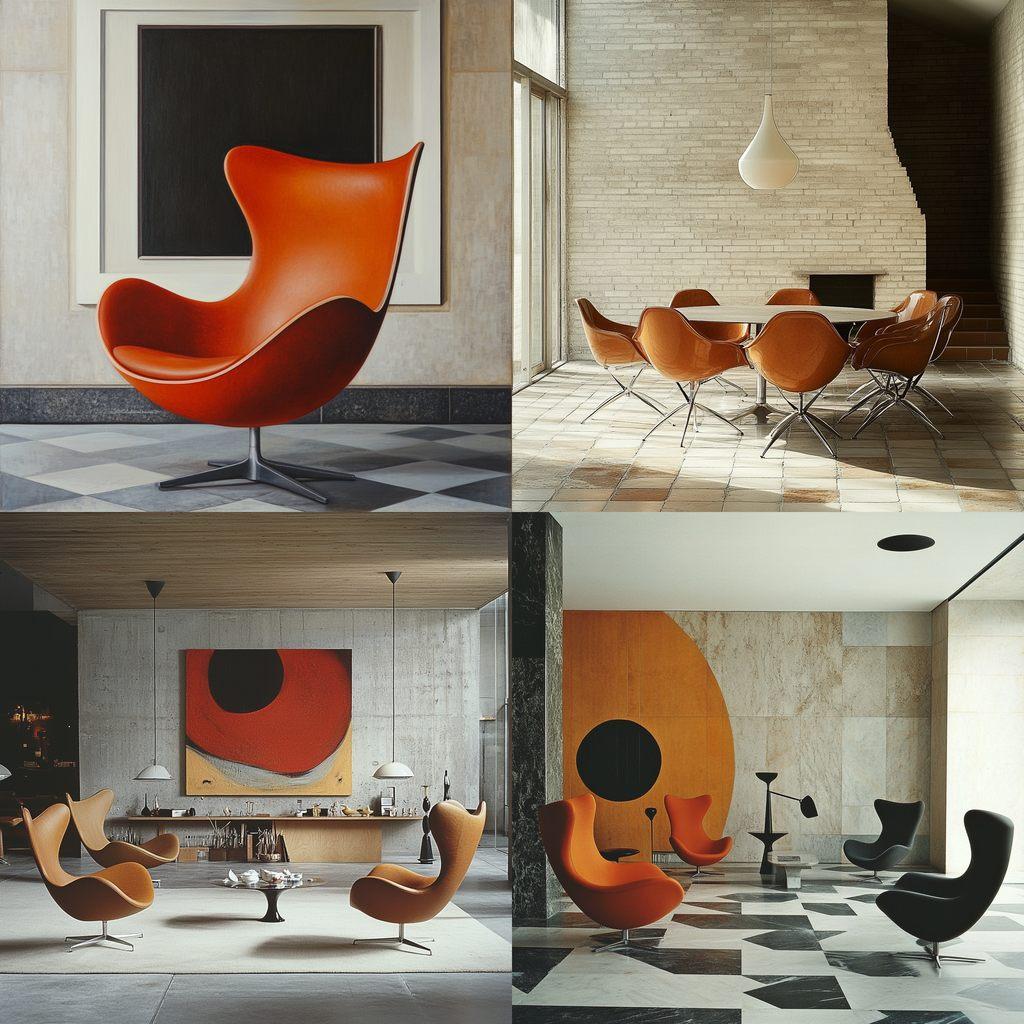 Arne Jacobsen style, Midjourney V6.1, render 1 of 4