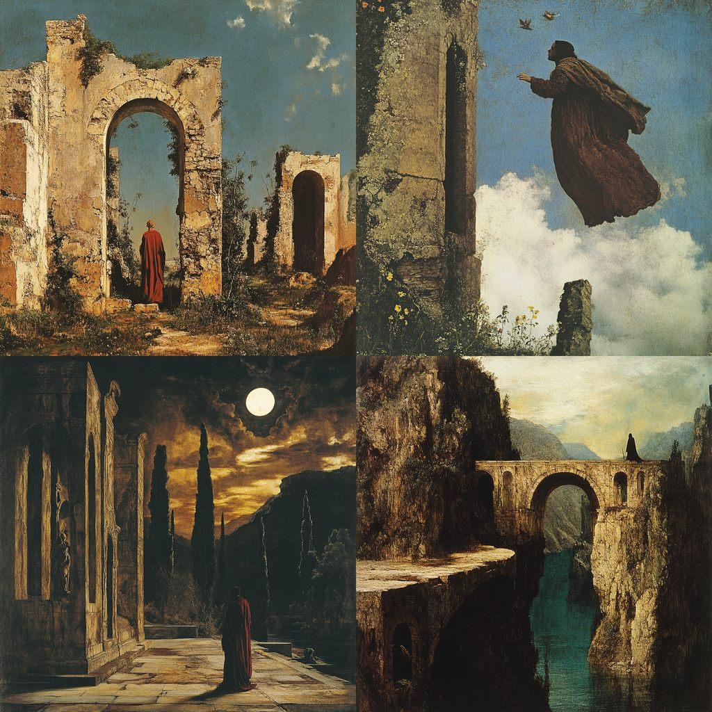 Arnold Bocklin style, Midjourney V6.1, render 1 of 4