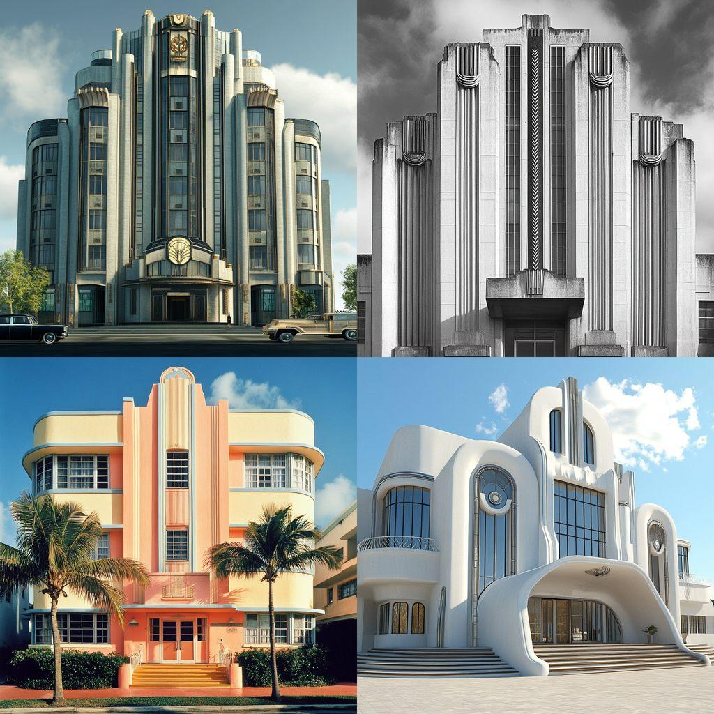 Art Deco architecture style, Midjourney V6.1, render 1 of 4