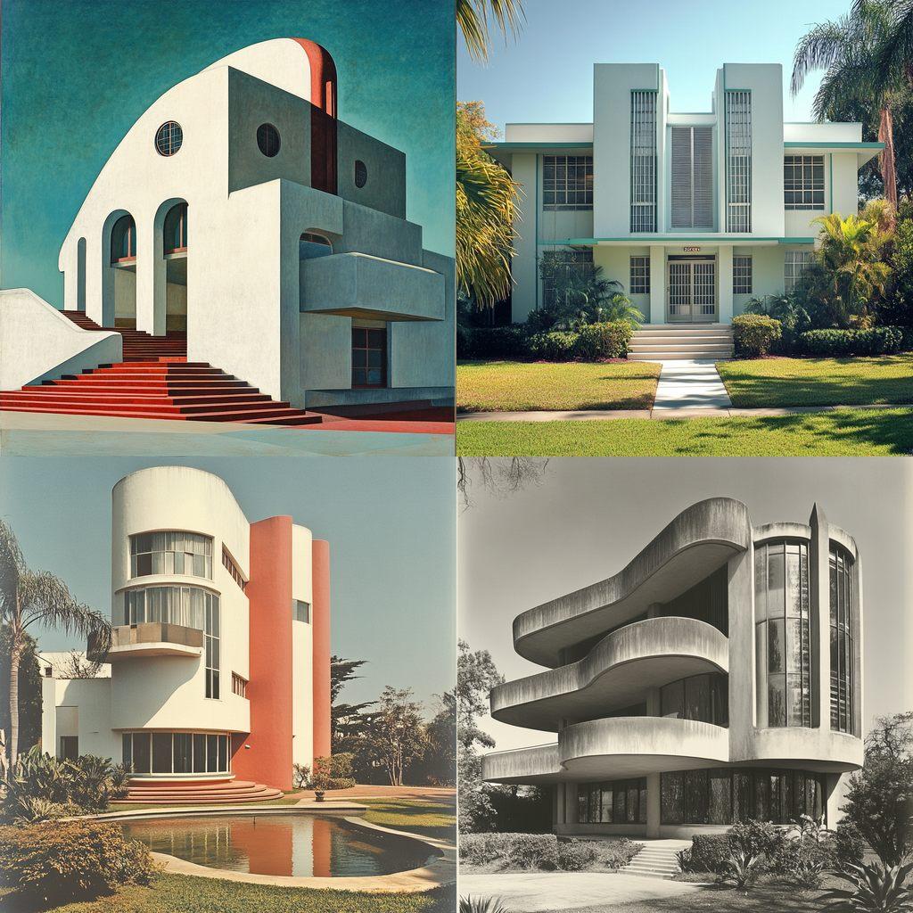 Art Moderne architecture style, Midjourney V6.1, render 1 of 4