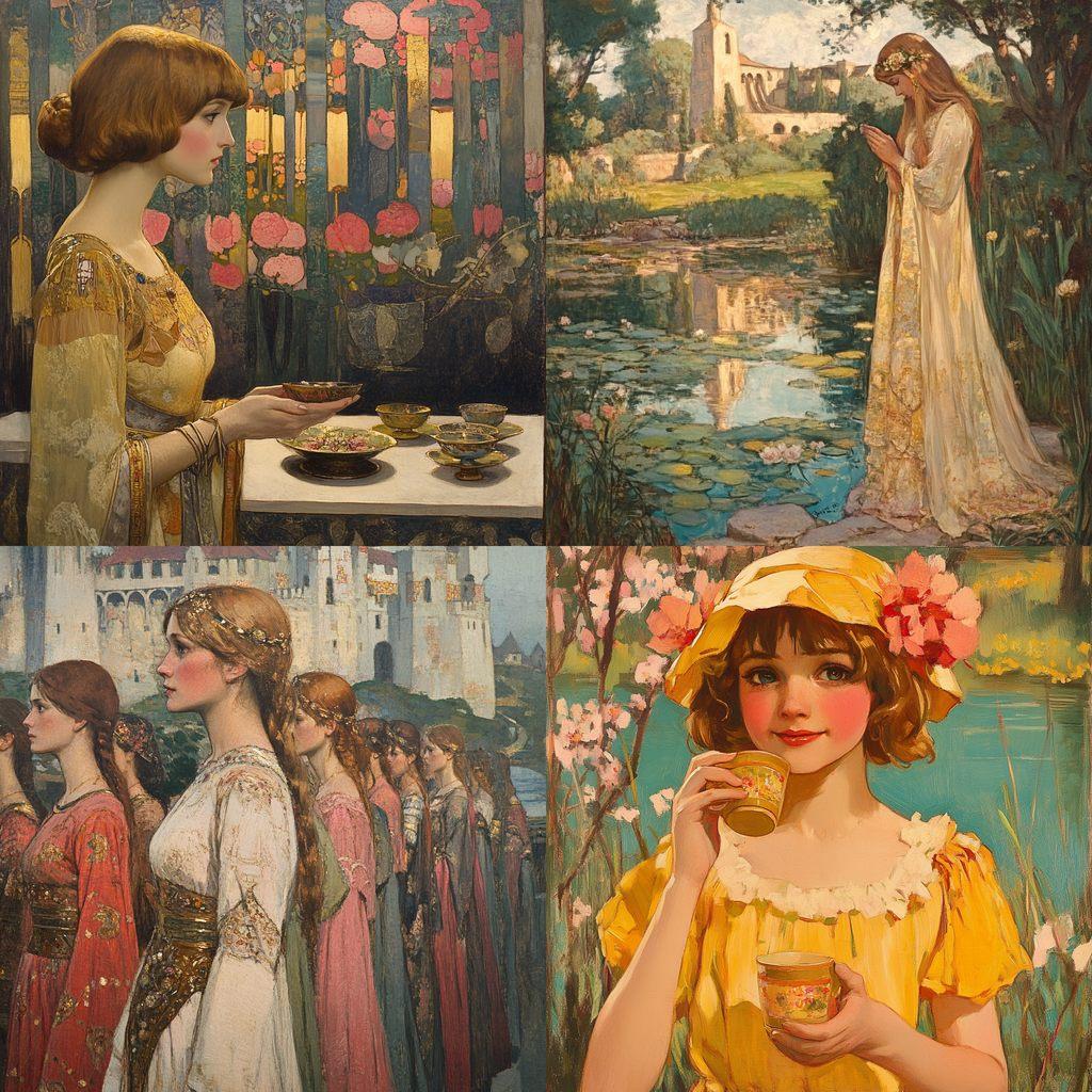 Arthur Frank Mathews style, Midjourney V6.1, render 1 of 4