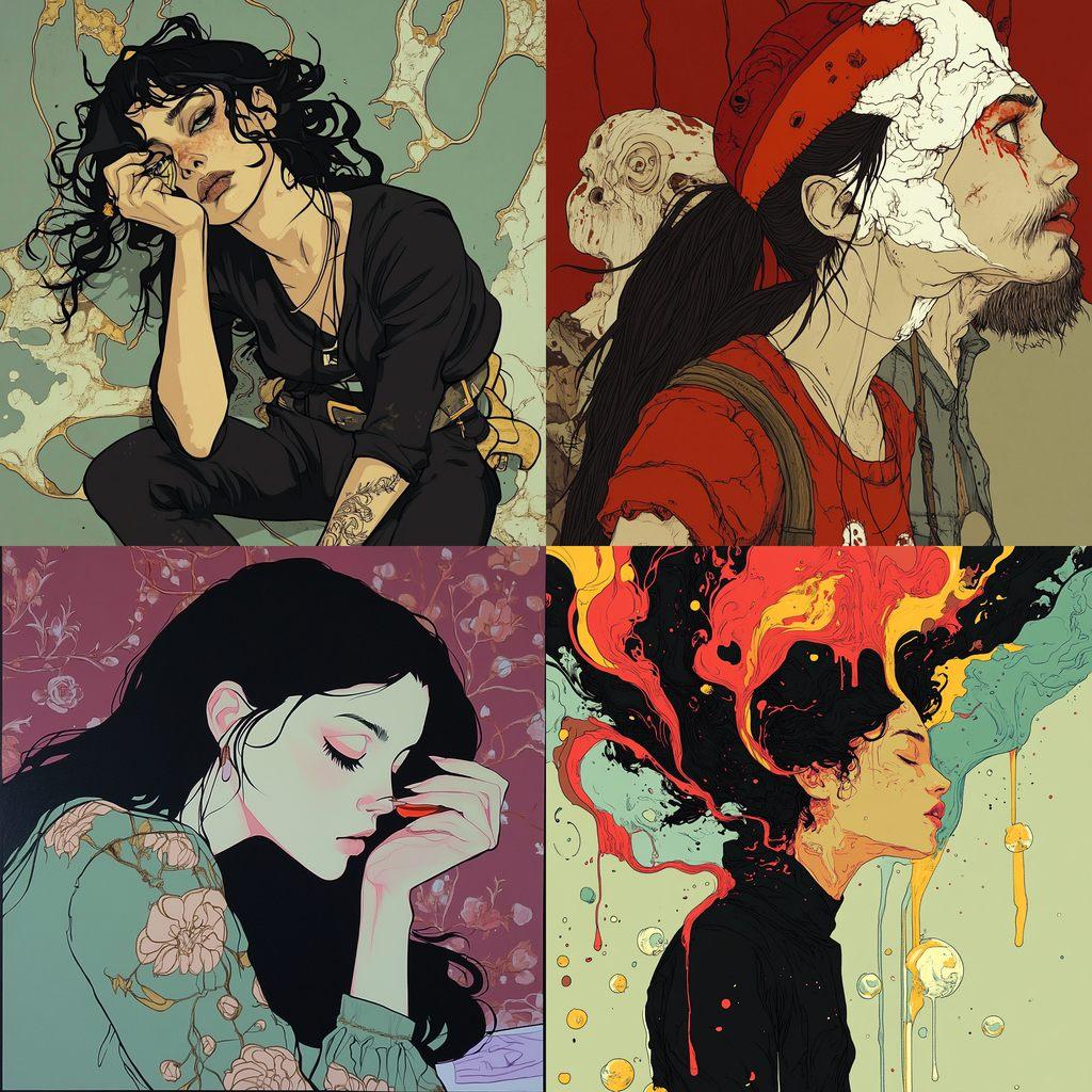 Asaf Hanuka style, Midjourney V6.1, render 1 of 4