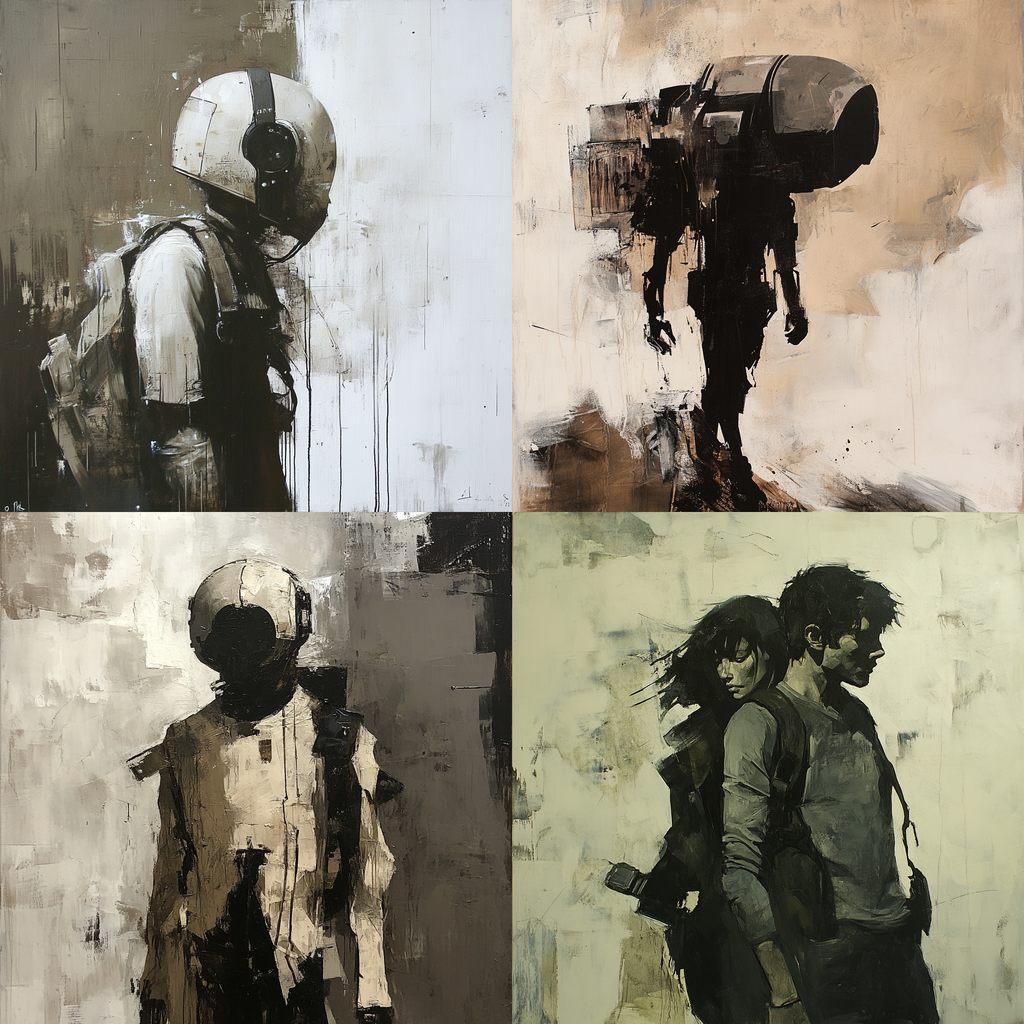 Ashley Wood style, Midjourney V6.1, render 1 of 4