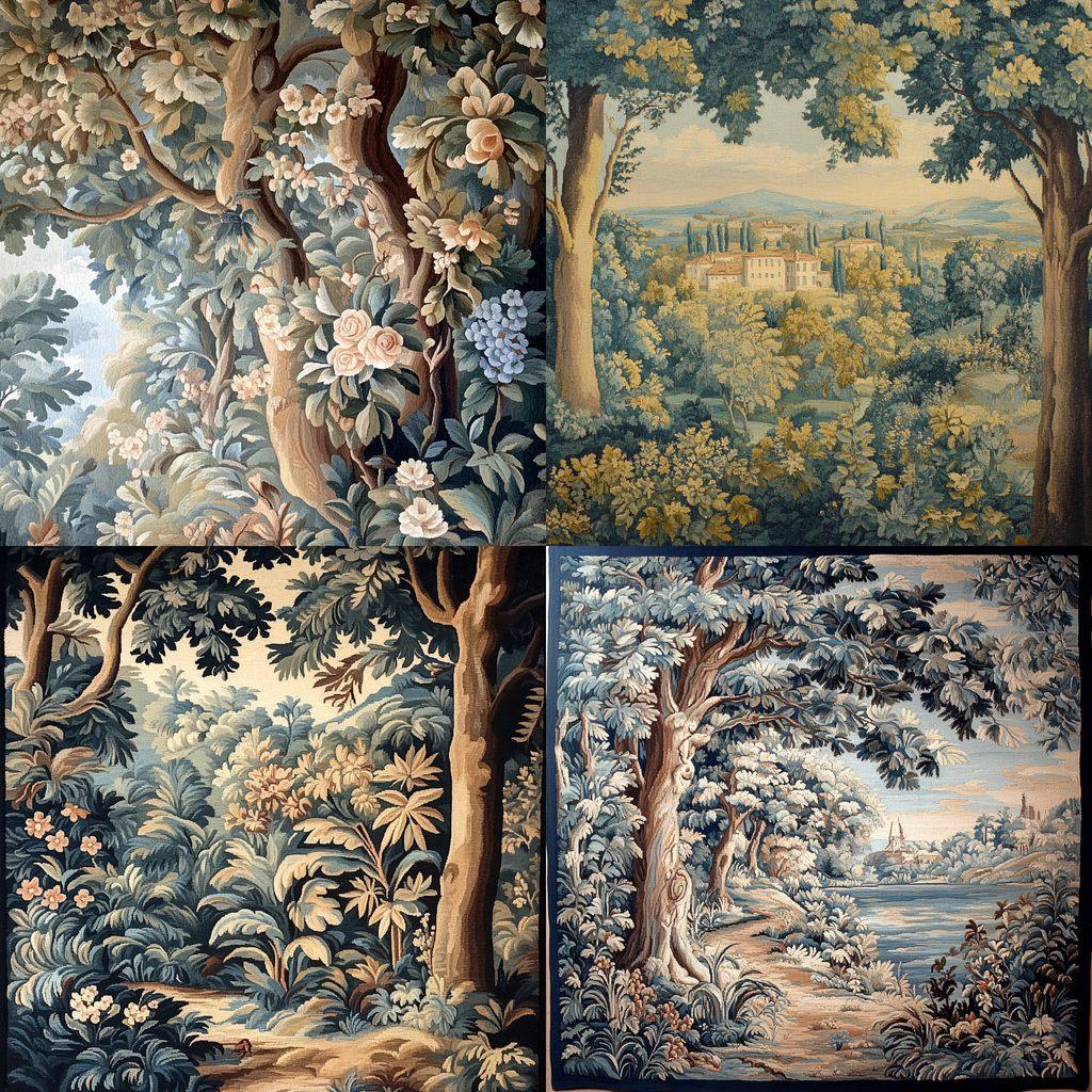 Aubusson tapestry style, Midjourney V6.1, render 1 of 4