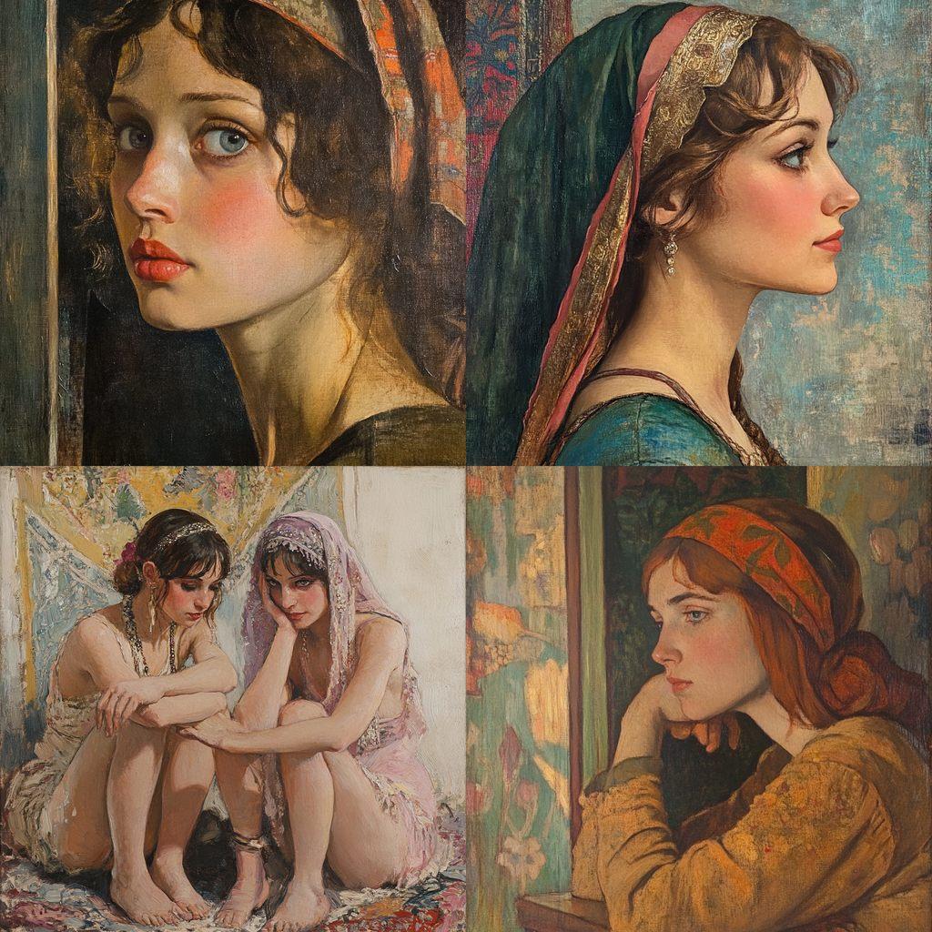 Augustus Edwin John style, Midjourney V6.1, render 1 of 4