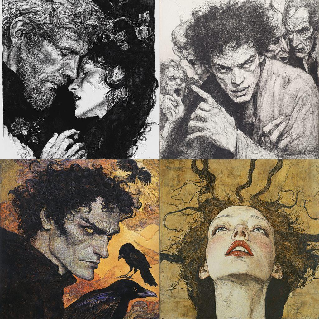 Austin Osman Spare style, Midjourney V6.1, render 1 of 4
