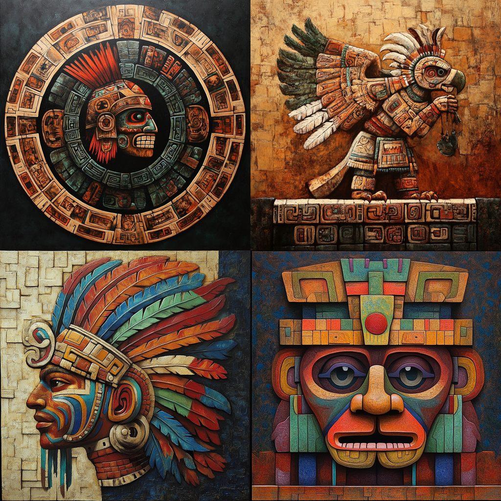 Aztec art style, Midjourney V6.1, render 1 of 4