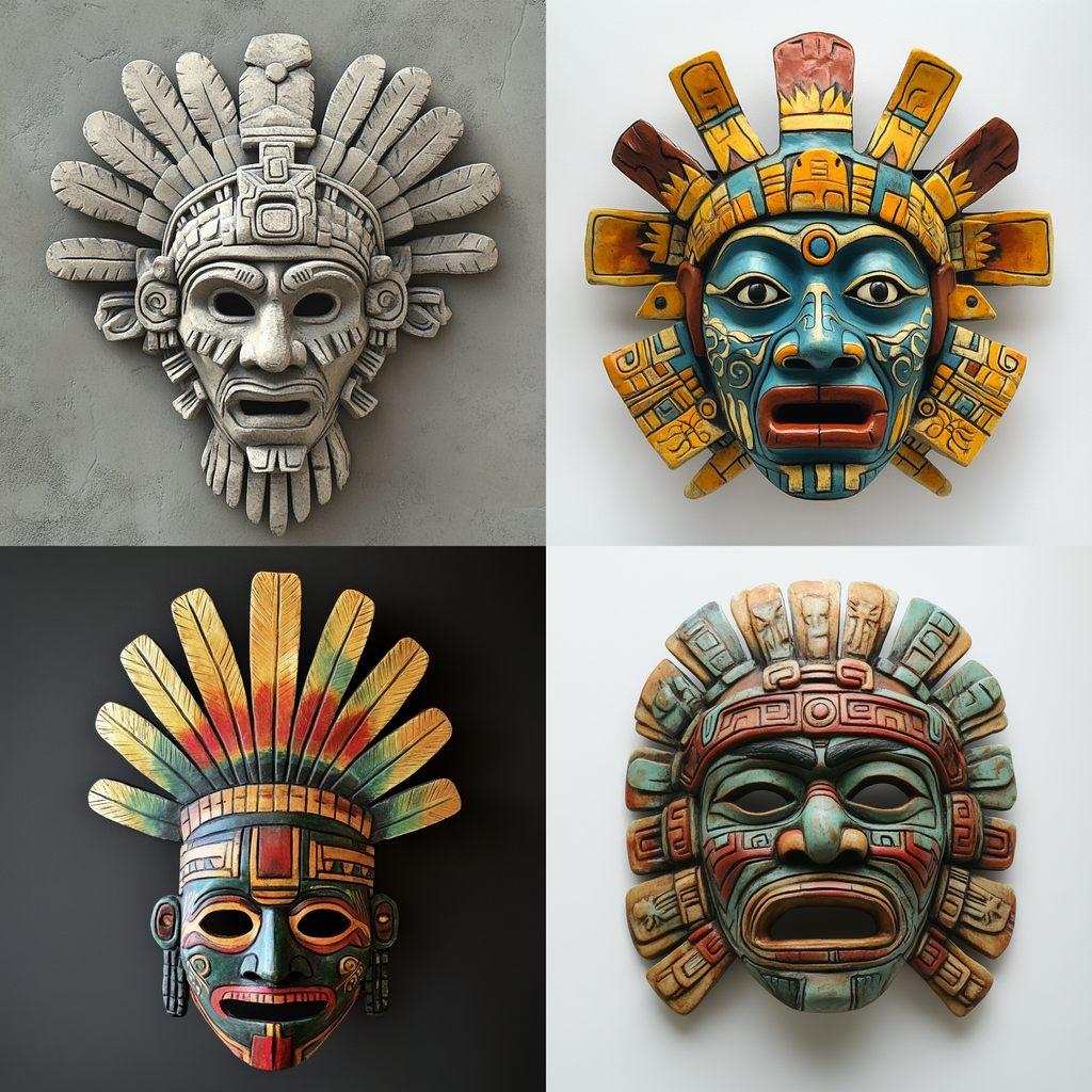 Aztec mask style, Midjourney V6.1, render 1 of 4