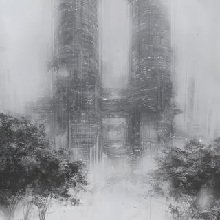 Ocrazoic style, Midjourney V6.1: megacity with futuristic bioarchitecture