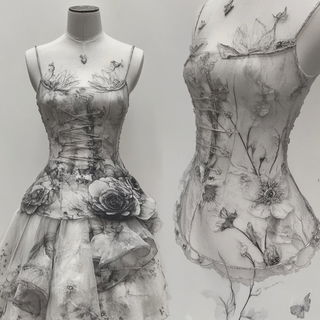 Ocrazoic style, Midjourney V6.1: haute-couture fashion outfit