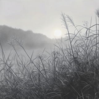 Ocrazoic style, Midjourney V6.1: realistic landscape photograph of quiet dawn
