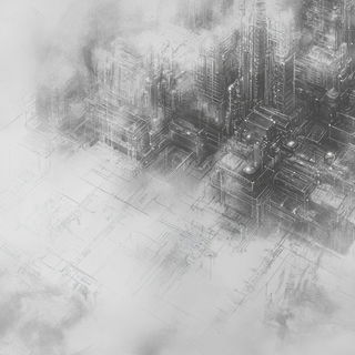 Ocrazoic style, Midjourney V6.1: technical infrastructure blueprint schematics