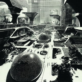Chromariso style, Midjourney V6.1: megacity with futuristic bioarchitecture