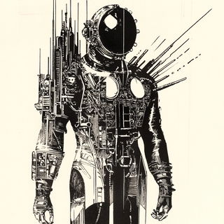 Chromariso style, Midjourney V6.1: concept art character design of retropunk steam knight