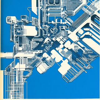 Chromariso style, Midjourney V6.1: technical infrastructure blueprint schematics