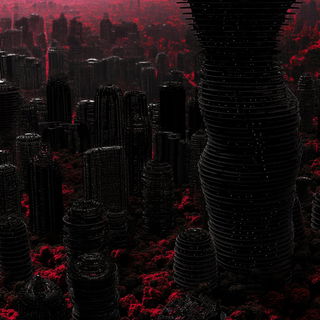 Orangewater Island Tattoo style, Midjourney V6.1: megacity with futuristic bioarchitecture