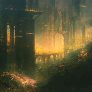 Redletter Hex style, Midjourney V6.1: megacity with futuristic bioarchitecture
