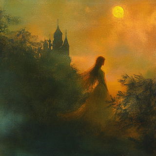 Redletter Hex style, Midjourney V6.1: retro fairy-tale illustration
