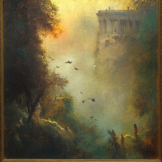 Redletter Hex style, Midjourney V6.1: classical 18th-century oil painting
