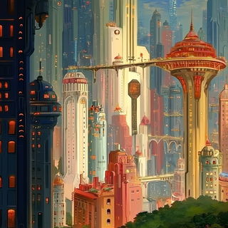 Tealimp style, Midjourney V6.1: megacity with futuristic bioarchitecture
