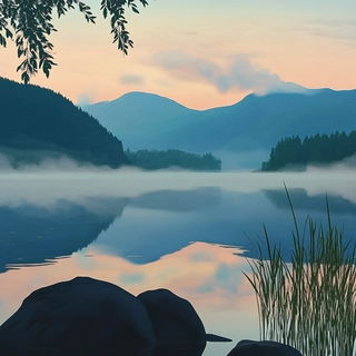 Tealimp style, Midjourney V6.1: realistic landscape photograph of quiet dawn