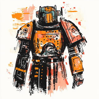 Terrascopic style, Midjourney V6.1: concept art character design of retropunk steam knight
