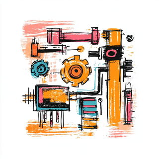 Terrascopic style, Midjourney V6.1: technical infrastructure blueprint schematics