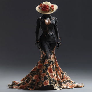 Magmabryophyte style, Midjourney V6.1: haute-couture fashion outfit