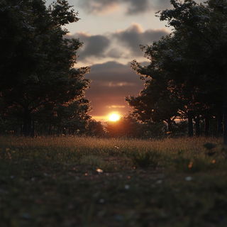 Magmabryophyte style, Midjourney V6.1: realistic landscape photograph of quiet dawn