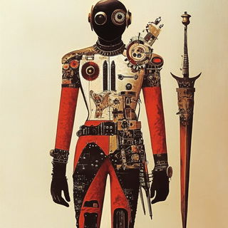 Blackwater Traverse style, Midjourney V6.1: concept art character design of retropunk steam knight