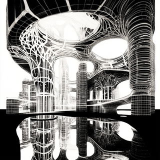 Clouds Cast in Porcelain style, Midjourney V6.1: megacity with futuristic bioarchitecture
