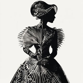 Clouds Cast in Porcelain style, Midjourney V6.1: haute-couture fashion outfit