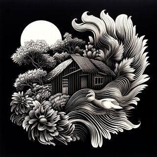 Clouds Cast in Porcelain style, Midjourney V6.1: traditional folk art
