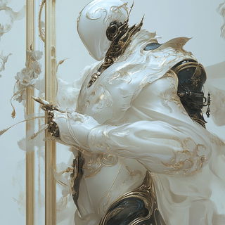 Chromashard Weaving style, Midjourney V6.1: concept art character design of retropunk steam knight