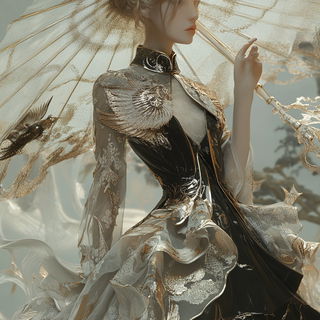 Chromashard Weaving style, Midjourney V6.1: haute-couture fashion outfit