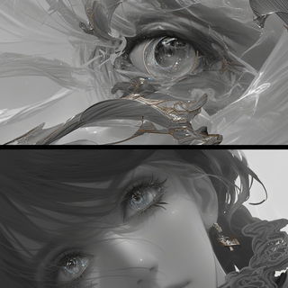 Chromashard Weaving style, Midjourney V6.1: black-and-white manga comic strip