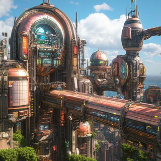 Ringsurge style, Midjourney V6.1: megacity with futuristic bioarchitecture