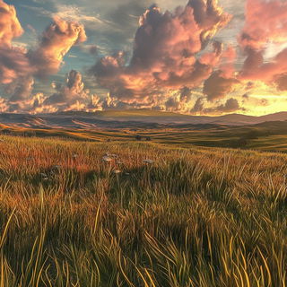 Ringsurge style, Midjourney V6.1: realistic landscape photograph of quiet dawn